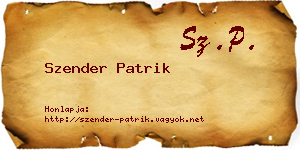 Szender Patrik névjegykártya